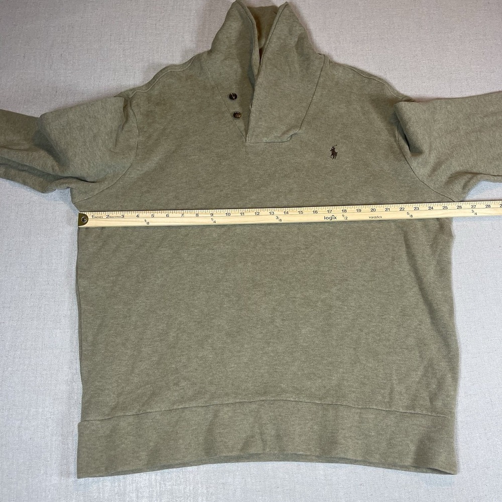 Polo Ralph Lauren Sweater Mens 2XL Green Cotton Shawl Collar Elbow‎ Patch Knit - Picture 9 of 10